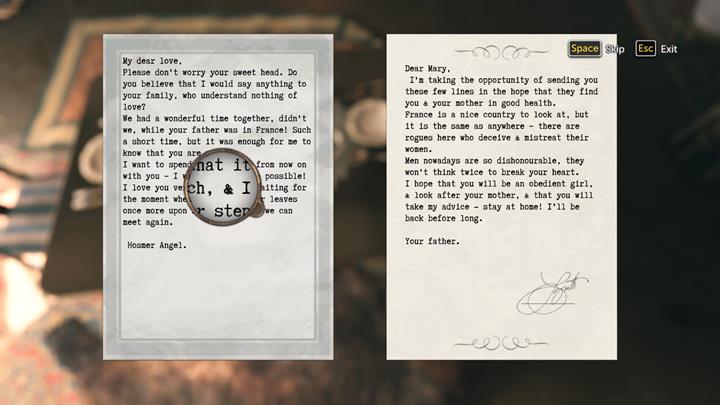 Analyze the documents. Notice the bolded characters - Holmes apartment | Walkthrough - Infamy | Walkthrough - Sherlock Holmes: The Devils Daughter Game Walkthrough