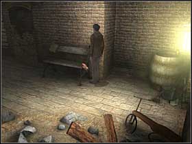 Take a wooden pole, two sticks and nails located near the bench - Whitechapel, 12 September 1888 - part 1 - Walkthrough - Sherlock Holmes vs. Jack the Ripper - Game Guide and Walkthrough