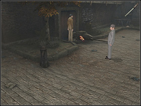 Get to the stairs and go to the main entrance of the building - Wharfdale Road, night 13 /14 September 1888 - part 2 - Walkthrough - Sherlock Holmes vs. Jack the Ripper - Game Guide and Walkthrough