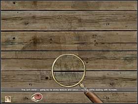 With the aid of the magnifying glass look at the footprints (right foot, the man was running) and the liquid (formalin) - Whitechapel, night 29/30 September 1888 - Walkthrough - Sherlock Holmes vs. Jack the Ripper - Game Guide and Walkthrough