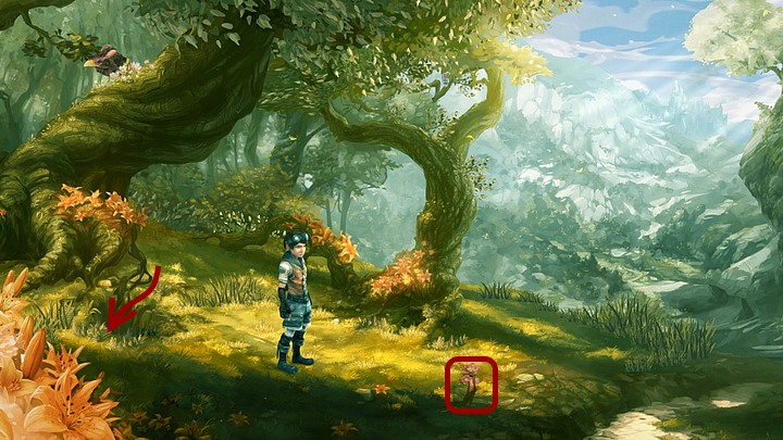 Being outside notice root with blossom (below the tree) - Chapter Two | Walkthrough - Walkthrough - Silence: The Whispered World 2 Game Guide