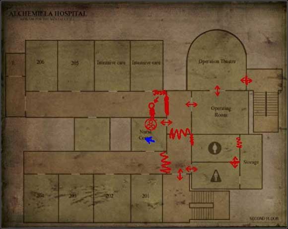Women's Restroom - Alchemilla Hospital - 2nd floor - Otherworld - Alchemilla Hospital - Silent Hill: Homecoming - Game Guide and Walkthrough