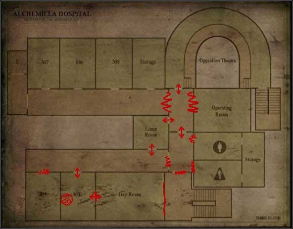 Day Room - Alchemilla Hospital - 3rd floor - Otherworld - Alchemilla Hospital - Silent Hill: Homecoming - Game Guide and Walkthrough