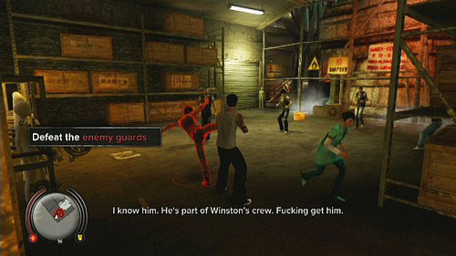 You get to the warehouse, where the fighting with thugs begins - Payback - Walkthrough - Sleeping Dogs - Game Guide and Walkthrough