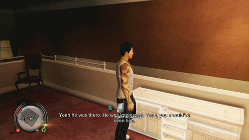 After the cut scene put the bug in the cupboard nearby and take the pendrive from the computer - Conflicted Loyalties - Walkthrough - Sleeping Dogs - Game Guide and Walkthrough