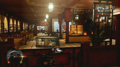 Inside you meet lot of enemies who can be easily killed by destroying charges on the tables - Big Smile Lee - Walkthrough - Sleeping Dogs - Game Guide and Walkthrough