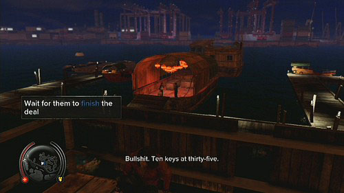 Later you have to climb up on the pointed boat, to make a photo of the gangster after the first shot - Popstar Lead 3 - Cop Missions - Sleeping Dogs - Game Guide and Walkthrough