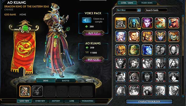 You can find information about Gods in a particular bookmark - The players top panel - How to start? - Smite - Game Guide and Walkthrough