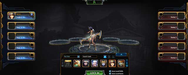 The screen of the God choice - The players top panel - How to start? - Smite - Game Guide and Walkthrough
