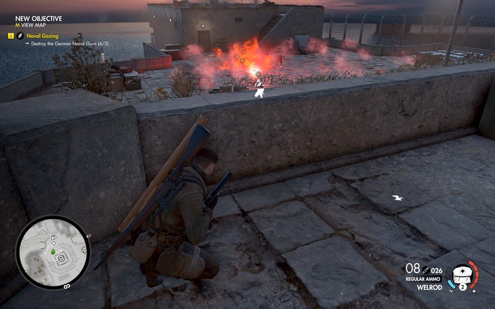 Probably the best opportunity to get this achievement is in mission 6: Megazzeno Facility, where a group of enemies is virtually begging to get an artillery strike going for them - theyre west of the antenna (guide map: (M6,6)) - Fire and Brimestone | Sniper Elite 4 Trophies - Trophies - Sniper Elite 4 Game Guide