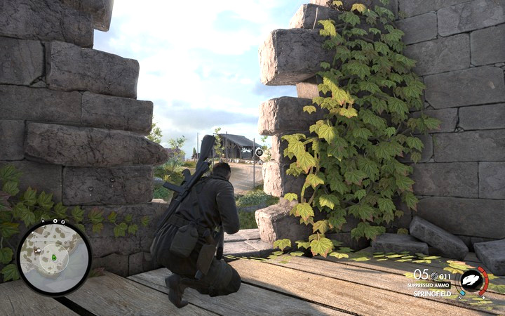 You can spot the second camera from the ruined tower - Destroying the cameras | Mission 1 San Celini Island in Sniper Elite 4 - Mission 1: San Celini Island - Sniper Elite 4 Game Guide