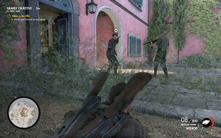Schmidt can be assassinated in his own room or outside - you may even ambush him. - Schmidts assassination | Mission 1 San Celini Island in Sniper Elite 4 - Mission 1: San Celini Island - Sniper Elite 4 Game Guide
