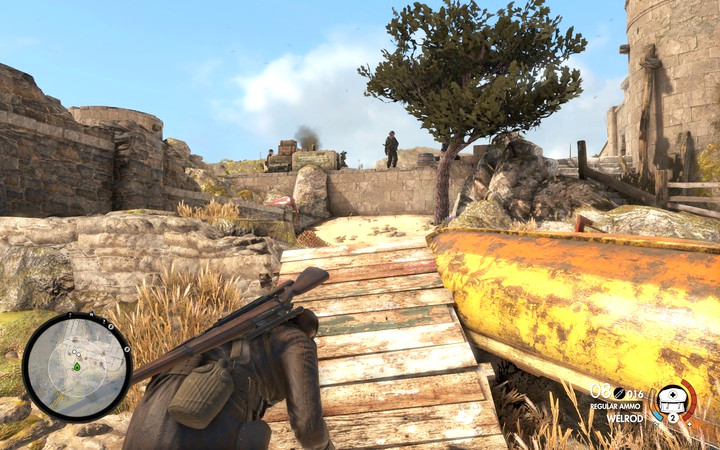 If you are fast enough, you can take out the soldier, before he even changes his position. - Mission information | Mission 2 Bitanti Village in Sniper Elite 4 - Mission 2: Bitanti Village - Sniper Elite 4 Game Guide