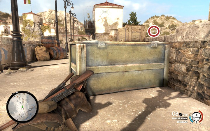 Hostile sniper located in the tower - Obtaining the sniper reports | Mission 2 Bitanti Village in Sniper Elite 4 - Mission 2: Bitanti Village - Sniper Elite 4 Game Guide