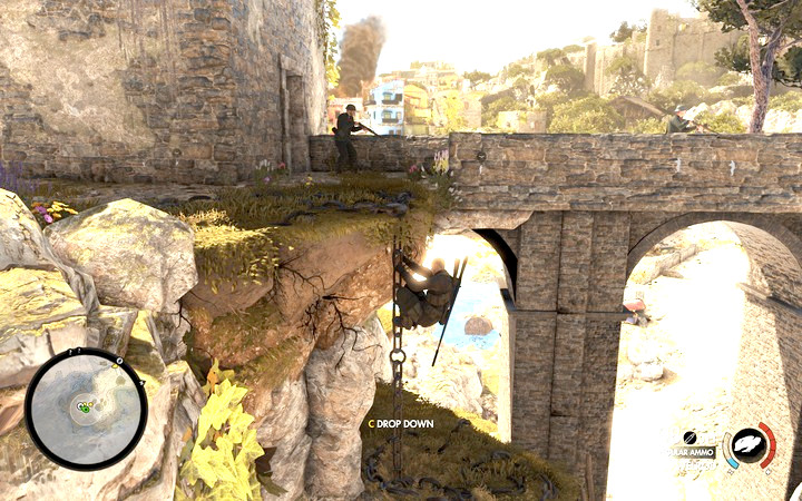 The secret climbing spot that you can use to get to the snipers tower - Obtaining the sniper reports | Mission 2 Bitanti Village in Sniper Elite 4 - Mission 2: Bitanti Village - Sniper Elite 4 Game Guide
