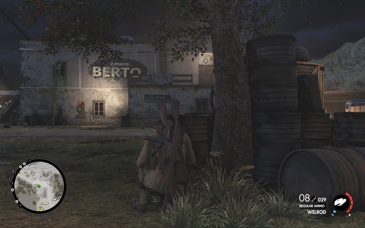 It is easier to get to the upper level by using the stairs on the left - Kill the harbor master / the first floodlight | Mission 4 Lorino Dockyard - Mission 4: Lorino Dockyard - Sniper Elite 4 Game Guide