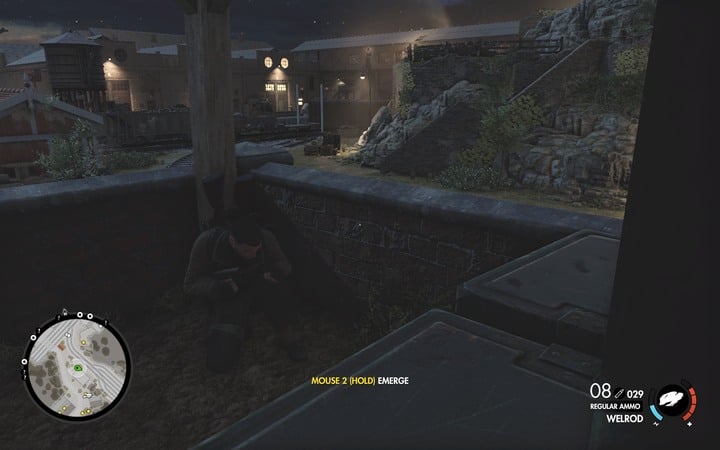 Get on the stairs - it is recommended to take higher positions - Kill the harbor master / the first floodlight | Mission 4 Lorino Dockyard - Mission 4: Lorino Dockyard - Sniper Elite 4 Game Guide