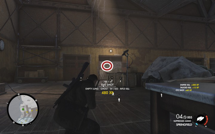 It is recommended to get rid of two guards that frequently look through the openings at the main square - Get to the armory | Mission 4 Lorino Dockyard in Sniper Elite 4 - Mission 4: Lorino Dockyard - Sniper Elite 4 Game Guide