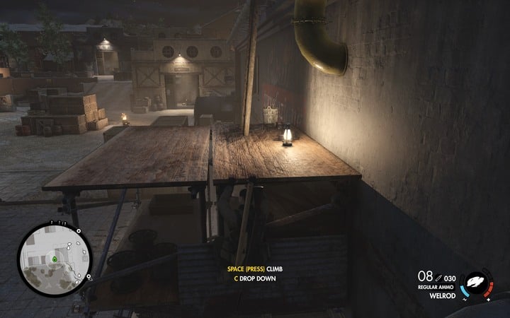 Climb on warehouses roofs and from there you can destroy anti-aircraft cannons - The second floodlight and anti-aircraft cannon | Mission 4 Lorino Dockyard - Mission 4: Lorino Dockyard - Sniper Elite 4 Game Guide