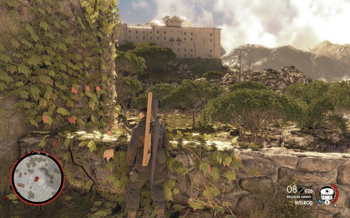 You cant immediately go to the monastery - this is one of few missions where you must clear a certain place from enemies - Mission information | Mission 5 Abrunza Monastery in Sniper Elite 4 - Mission 5: Abrunza Monastery - Sniper Elite 4 Game Guide