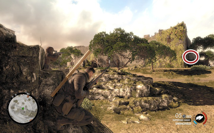 The safest way to get to the fort is to approach it from the west - Fights on the hill and the second cannon | Mission 5 Abrunza Monastery - Mission 5: Abrunza Monastery - Sniper Elite 4 Game Guide