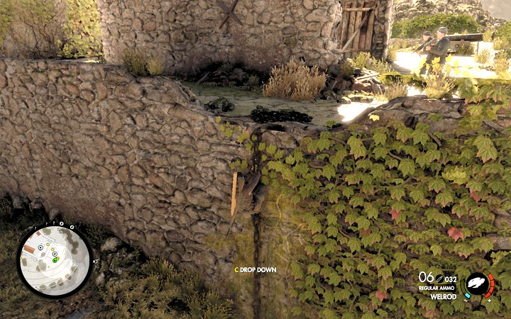 If you made a lot of noise then you can get to the cannon from the outside and eliminate the guards by a surprise attack - Fights on the hill and the second cannon | Mission 5 Abrunza Monastery - Mission 5: Abrunza Monastery - Sniper Elite 4 Game Guide