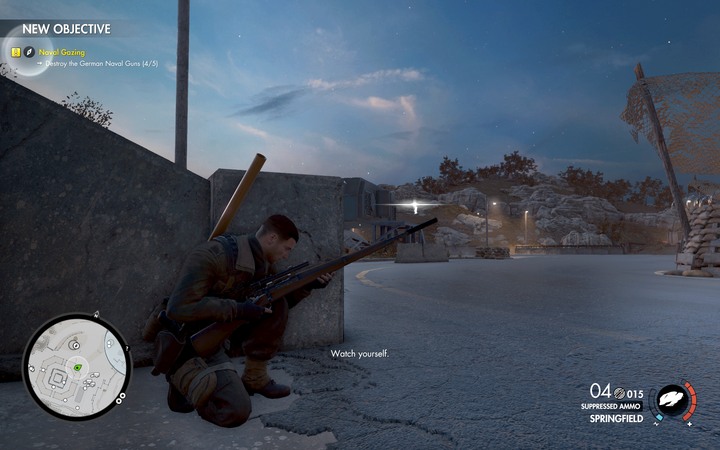 The snipers are in the second section of the base but they keep an eye on everything - Mission information | Mission 6 Magazzeno Facility in Sniper Elite 4 - Mission 6: Magazzeno Facility - Sniper Elite 4 Game Guide