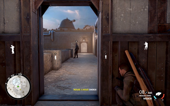 Use the balcony to enter the office - The first cannon and deciphers center | Mission 6 Magazzeno Facility - Mission 6: Magazzeno Facility - Sniper Elite 4 Game Guide