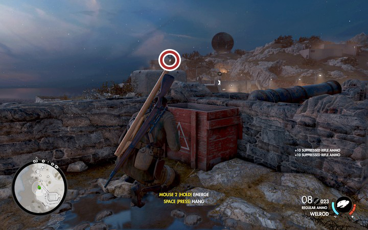 The suppressing rifle ammo can be found near the descent - The second, third and fourth coastal cannon | Mission 6 Magazzeno Facility - Mission 6: Magazzeno Facility - Sniper Elite 4 Game Guide