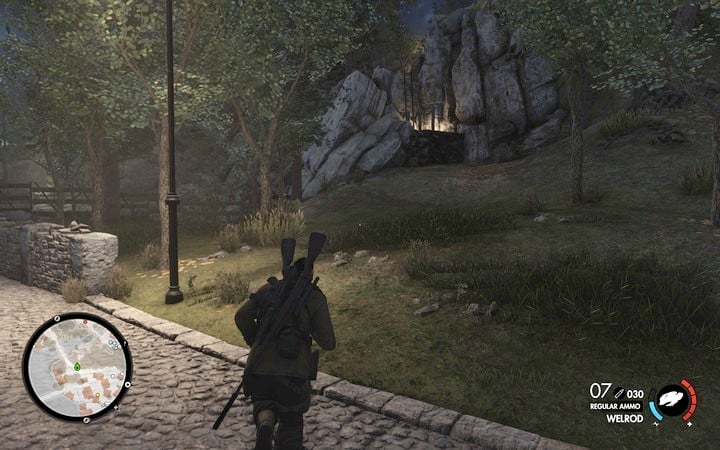 Take the road west. After you climb up the ladder, you will run int a conflict between the Nazis and rebels - 1st and 2nd cannon, Rothbauers safe | Mission 7 Giovi Fiorini Mansion - Mission 7: Giovi Fiorini Mansion - Sniper Elite 4 Game Guide