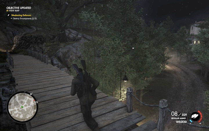 The road at the other side of the wooden bridge is safe - there are no opponents or traps - 1st and 2nd cannon, Rothbauers safe | Mission 7 Giovi Fiorini Mansion - Mission 7: Giovi Fiorini Mansion - Sniper Elite 4 Game Guide