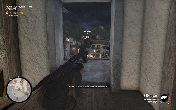 The enemy sniper - Kill the sniper | Mission 7 Giovi Fiorini Mansion - Mission 7: Giovi Fiorini Mansion - Sniper Elite 4 Game Guide
