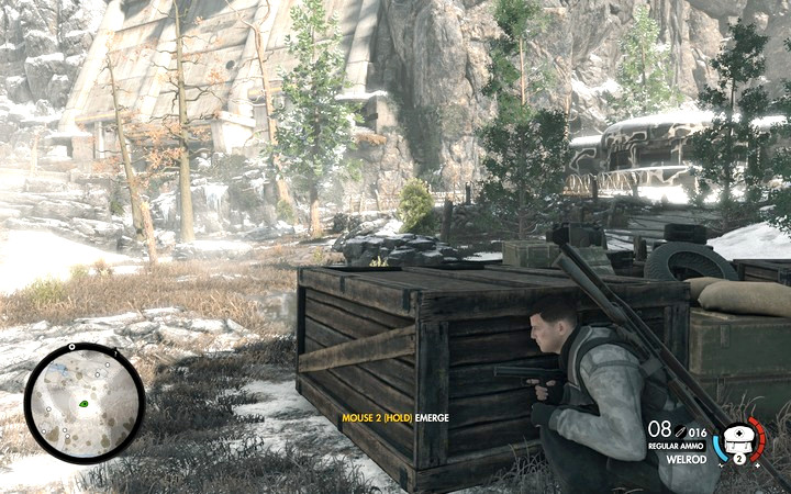 Inside the bunker, there is only one opponent. Another one is outside. - Base entrance | Mission 8 Allagra Fortress in Sniper Elite 4 - Mission 8: Allagra Fortress - Sniper Elite 4 Game Guide