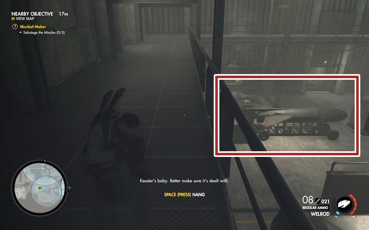 One of the rockets - you have to fire at the front part of the rocket to blow it up with a bullet - Technical specification, rockets 1 and 2 | Mission 8 Allagra Fortress - Mission 8: Allagra Fortress - Sniper Elite 4 Game Guide