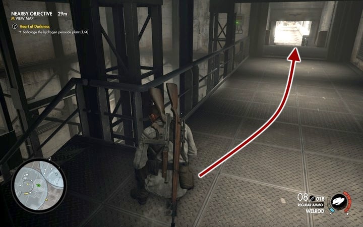 The corridor leads outside and there is a sniper leaning out occasionally at the end of it - Tank 5, rockets 3 and 4 | Mission 8 Allagra Fortress in Sniper Elite 4 - Mission 8: Allagra Fortress - Sniper Elite 4 Game Guide