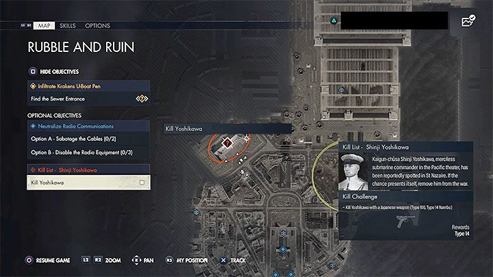 Shinji Yoshikawa - Kill List Target - can be found in the town hall in the north-west part of the map - Sniper Elite 5: Mission 8 Kill List Target: Shinji Yoshikawa - walkthrough - Mission 8 - Rubble and ruins - Sniper Elite 5 Guide, Walkthrough