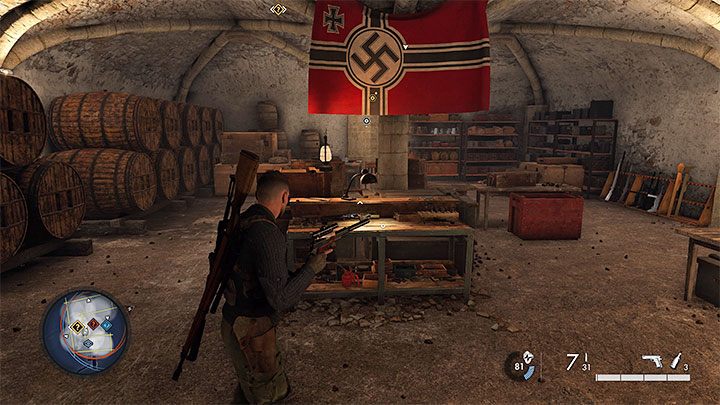 There are two guards in the basement - Sniper Elite 5: Silenced weapons - how to get them permanently or temporarily? - FAQ - Sniper Elite 5 Guide, Walkthrough