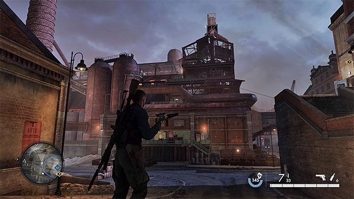 This is one of the buildings that has to be sabotaged - Sniper Elite 5: Mission 4 (War Factory) map and description - walkthrough - Mission 4 - War Factory - Sniper Elite 5 Guide, Walkthrough