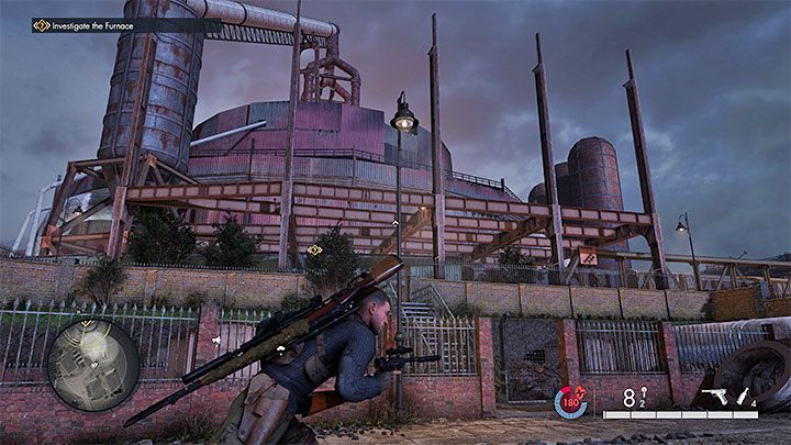 This is the largest location on the map - your objective here is to sabotage the furnace - Sniper Elite 5: Mission 4 (War Factory) map and description - walkthrough - Mission 4 - War Factory - Sniper Elite 5 Guide, Walkthrough