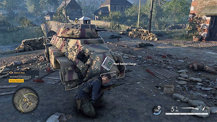 Sneak up on the vehicle from the east side - Sniper Elite 5: Liberating the southern town (mission 6) - walkthrough - Mission 6 - Liberation - Sniper Elite 5 Guide, Walkthrough