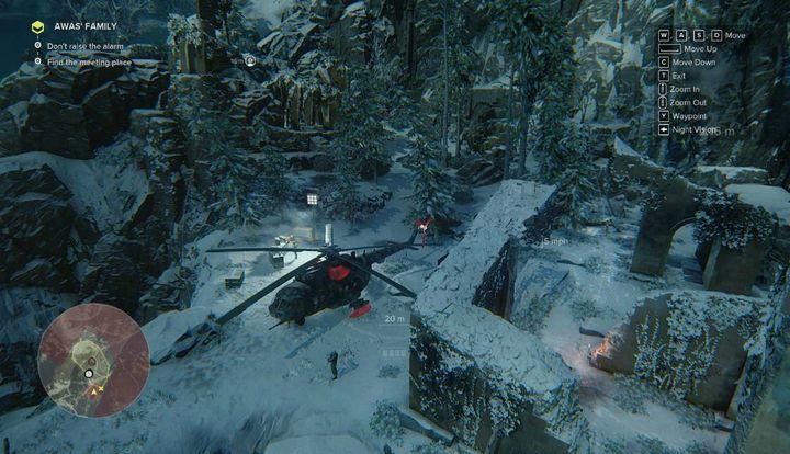 Reach your destination, crouch behind the pillar and use your drone to scan the area - Awas Family | Act 2 | Walkthrough - Act 2 - Sniper: Ghost Warrior 3 Game Guide