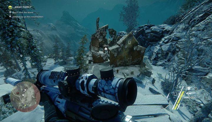 Stick to the right side of the rocks and reach the place presented in the picture - Awas Family | Act 2 | Walkthrough - Act 2 - Sniper: Ghost Warrior 3 Game Guide