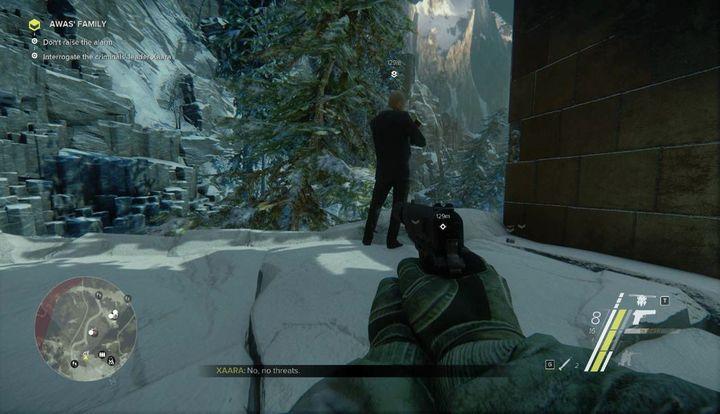 Once the conversation is over, the separatists will split up, and your target will stand on a small hill (he will be on the phone) - Awas Family | Act 2 | Walkthrough - Act 2 - Sniper: Ghost Warrior 3 Game Guide