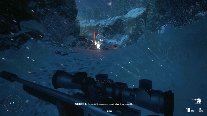 A group of enemies youll encounter at the south entrance of the outpost. - Sniper Ghost Warrior Contracts: Altai Mountains Walkthrough - Sniper Ghost Warrior Contracts: Walkthrough - Sniper Ghost Warrior Contracts Guide
