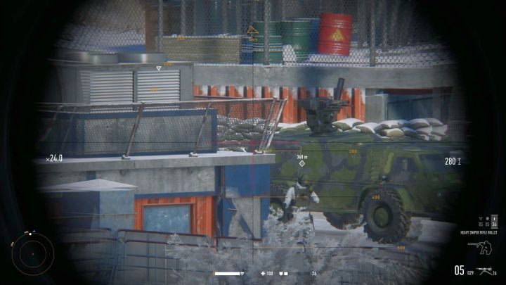 Be careful not to accidentally shoot some explosive object. - Sniper Ghost Warrior Contracts: Arakchayev Fortress Walkthrough - Sniper Ghost Warrior Contracts: Walkthrough - Sniper Ghost Warrior Contracts Guide