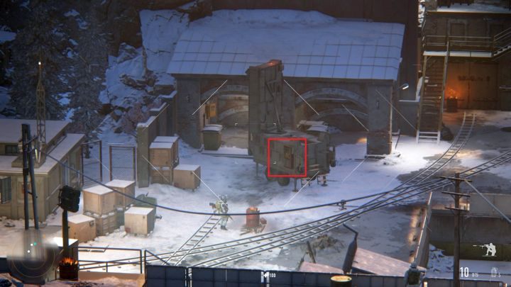 In the screenshot you can see the enemys jammer - the red square in turn indicates the position of the control panel that must be shot to turn the device off. - Sniper Ghost Warrior Contracts Guide