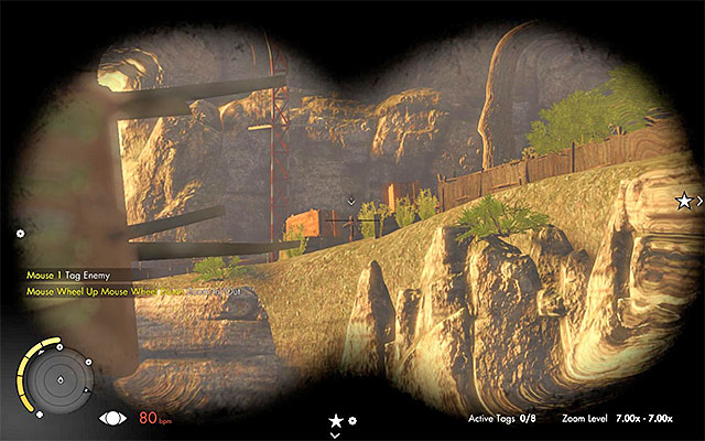 You have to be careful in this area, because to the west of the path leading to the hill, there is an enemy sniper (the picture above) - Sniper Elite 3 Afrika: Destroying the second artillery station - Sniper Elite 3 Afrika: Mission 3 - Halfaya Pass - Sniper Elite III: Afrika Game Guide