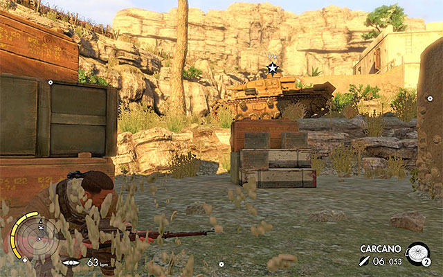 Remember to avoid being seen by the crew - Sniper Elite 3 Afrika: Destroying the tank - Sniper Elite 3 Afrika: Mission 3 - Halfaya Pass - Sniper Elite III: Afrika Game Guide