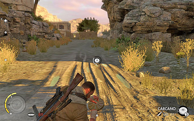 The land mine has to be placed on the tanks route - Sniper Elite 3 Afrika: Destroying the tank - Sniper Elite 3 Afrika: Mission 3 - Halfaya Pass - Sniper Elite III: Afrika Game Guide