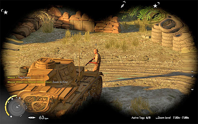 The binoculars are useful in finding and marking the enemies. - Sniper Elite 3 Afrika: Using your sniper rifle - Sniper Elite 3 Afrika: Hints - Sniper Elite III: Afrika Game Guide